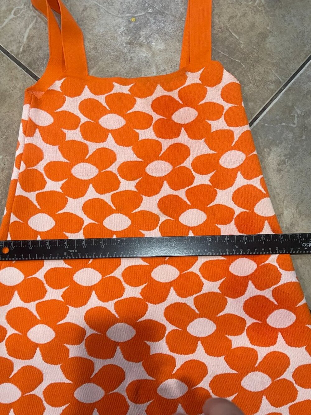 Zara Orange Floral Jacquard Knit Mini Dress M - Picture 10 of 11